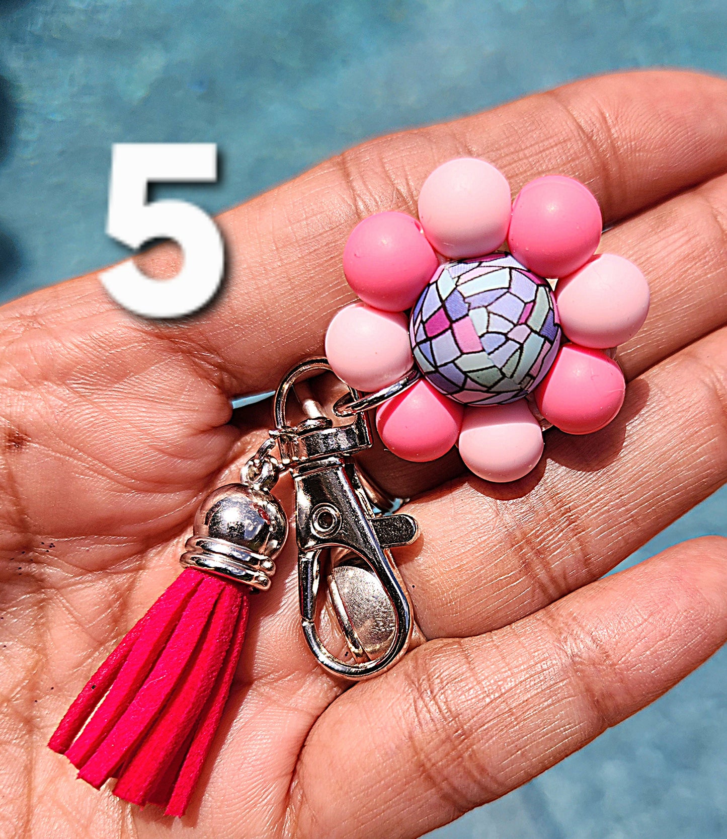 MINI HANDCRAFTED Beaded Flower Keychain, Purse Charms, Backpack Charms