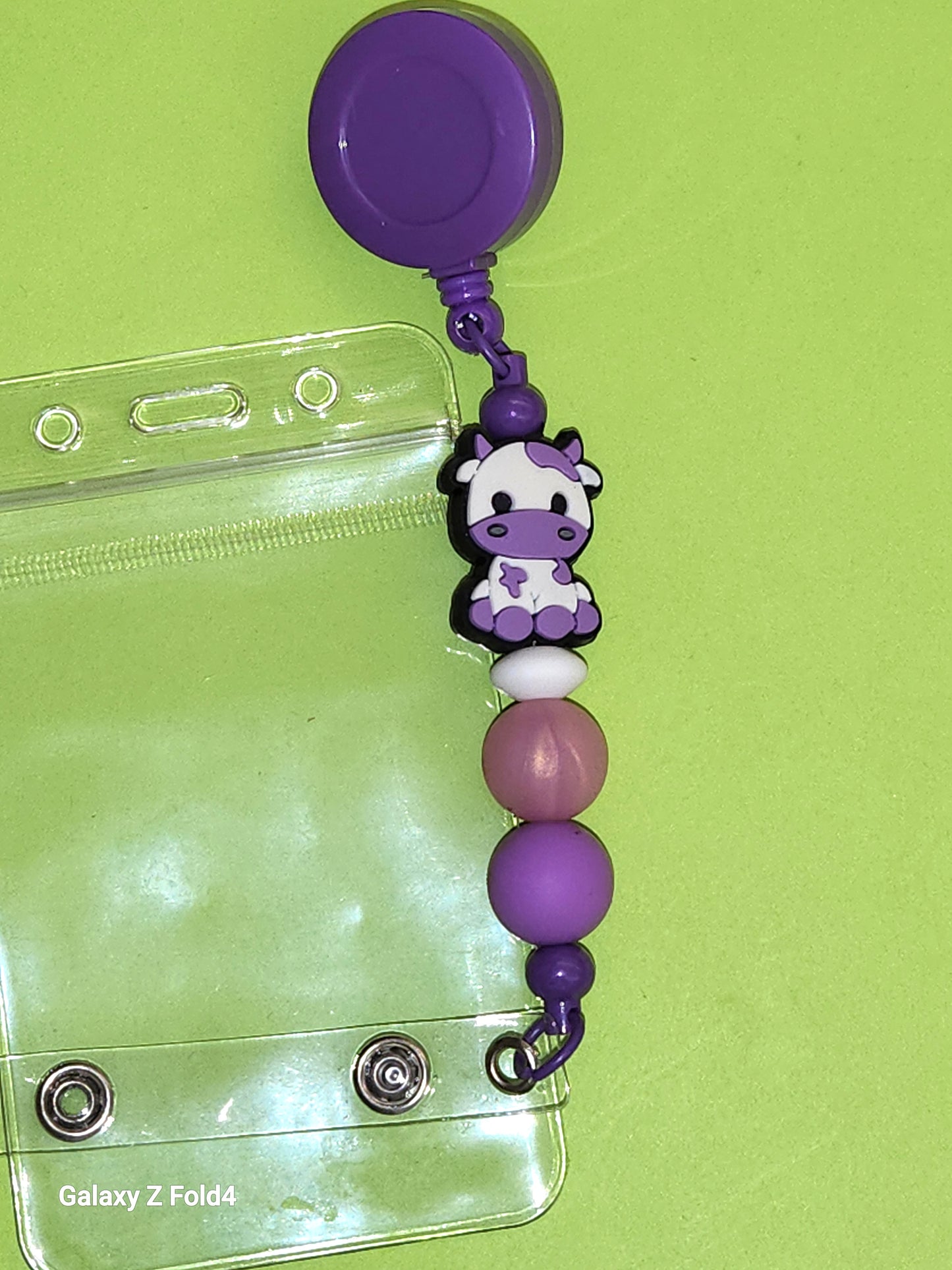 Grape Lovin' Moo Badge Reel Clip