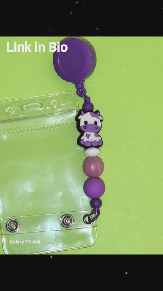 Grape Lovin' Moo Badge Reel Clip