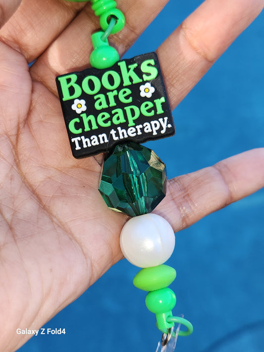 Books Are Cheaper Than Therapy Badge Reel Clip