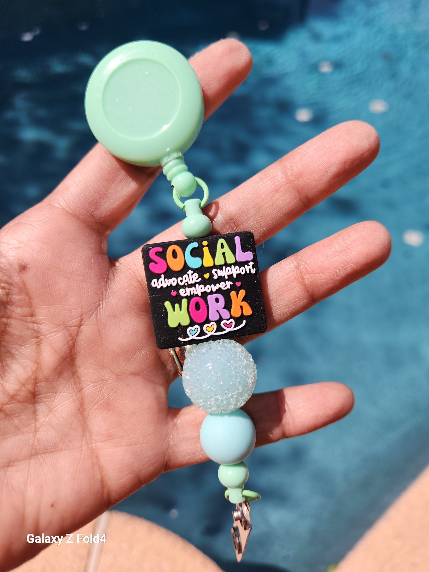 Social Worker Teal Badge Reel