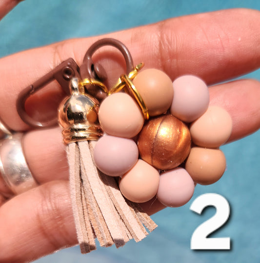 MINI HANDCRAFTED Beaded Flower Keychain,  Purse Charms, Backpack Charms