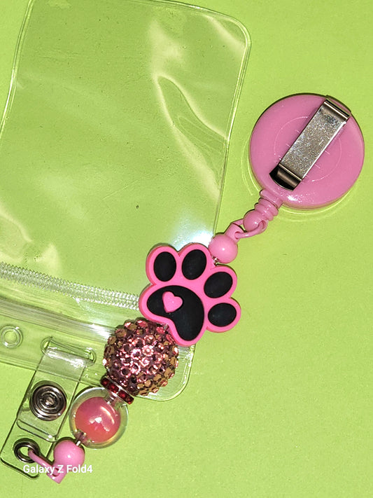 Paw-sitively Sparkly Badge Reel Clip
