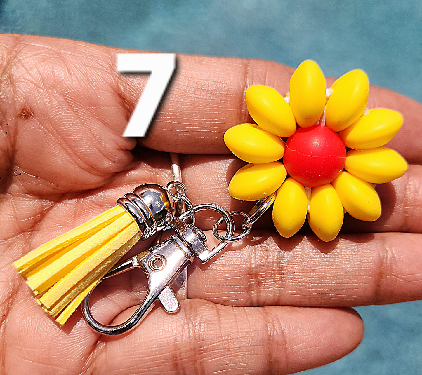 MINI HANDCRAFTED Beaded Flower Keychain,  Purse Charms, Backpack Charms