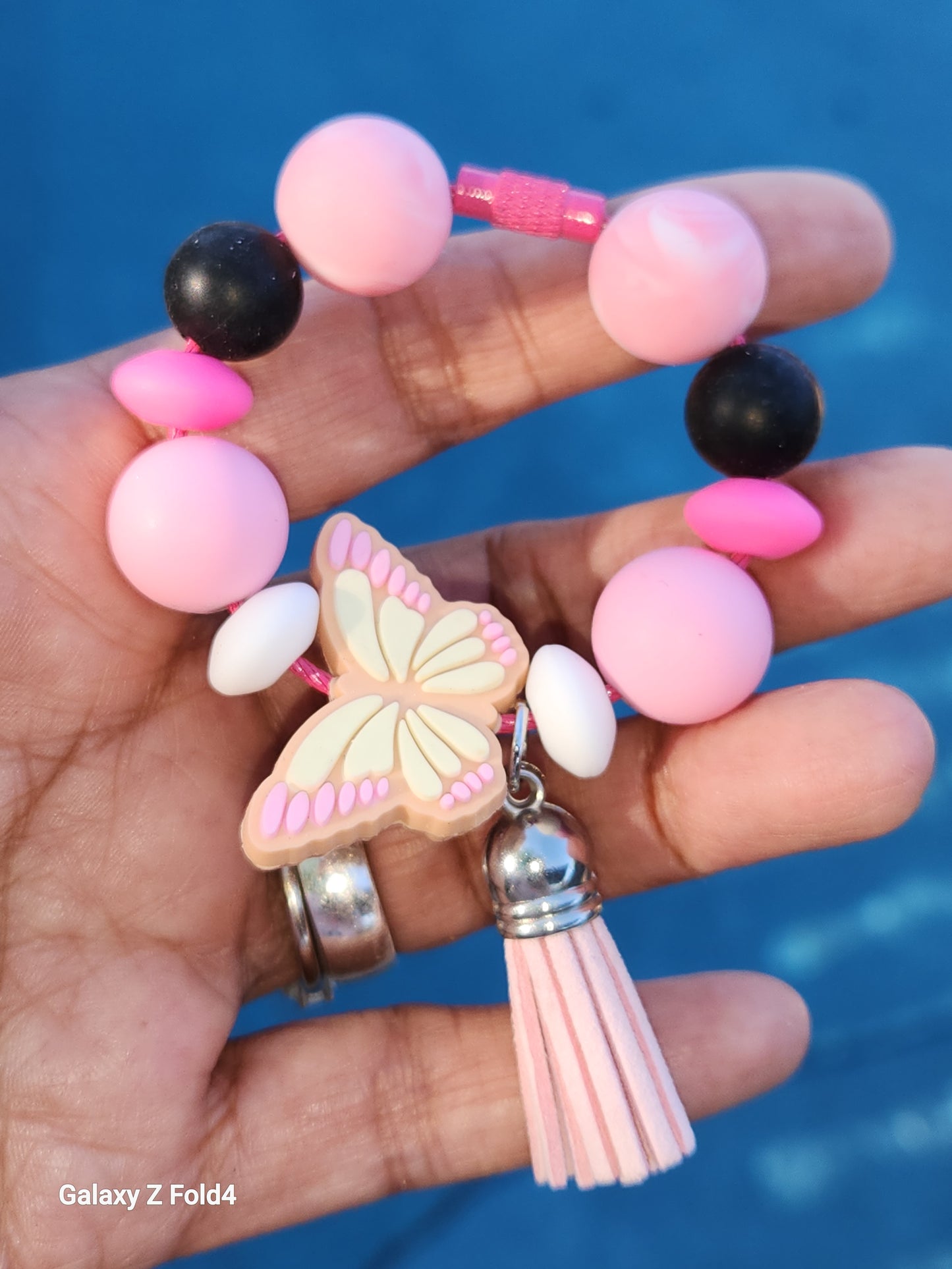 Pink Butterfly Tumbler Charm
