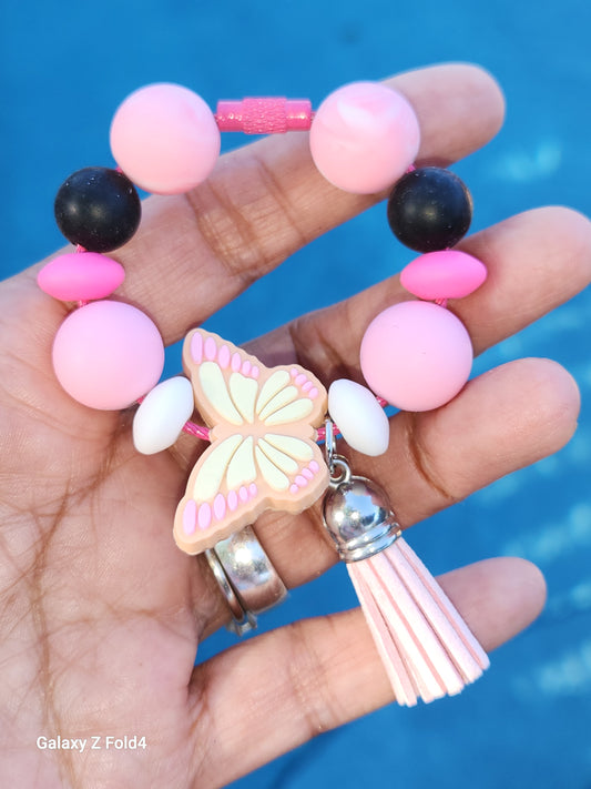 Pink Butterfly Tumbler Charm