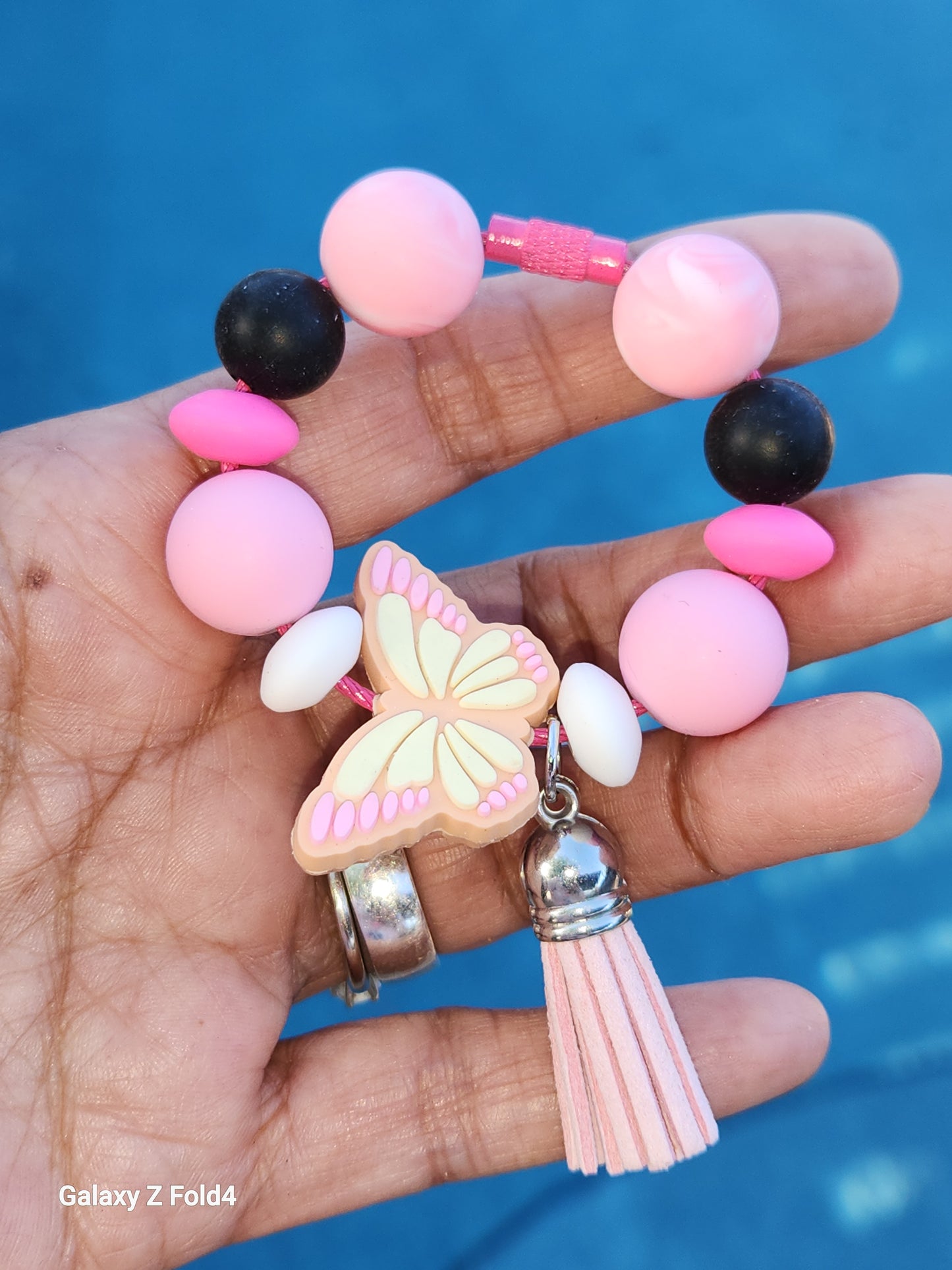 Pink Butterfly Tumbler Charm