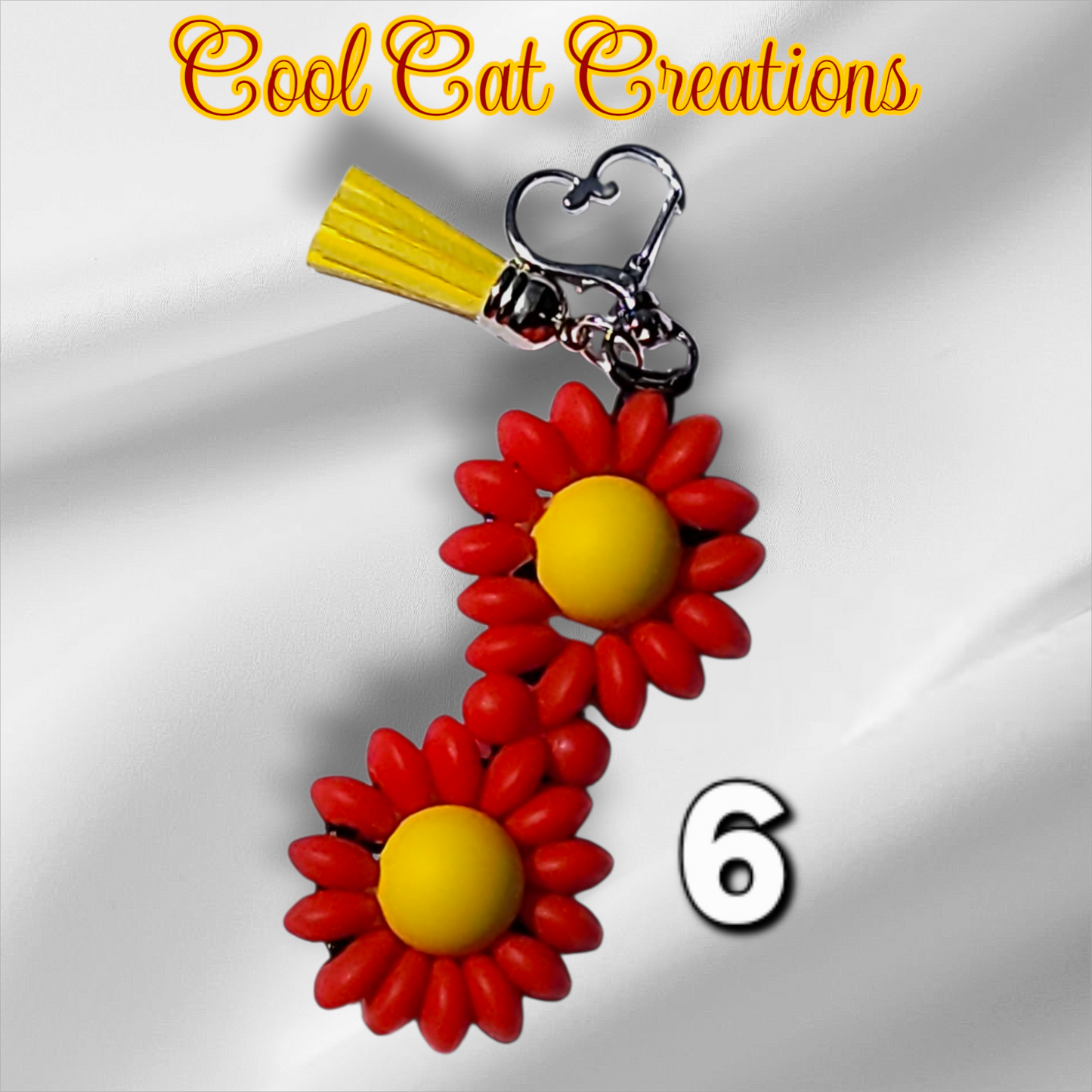 Double Flower Handcrafted Beaded Keychain/Backpack Charms/Purse Charms/ Luggage Beads