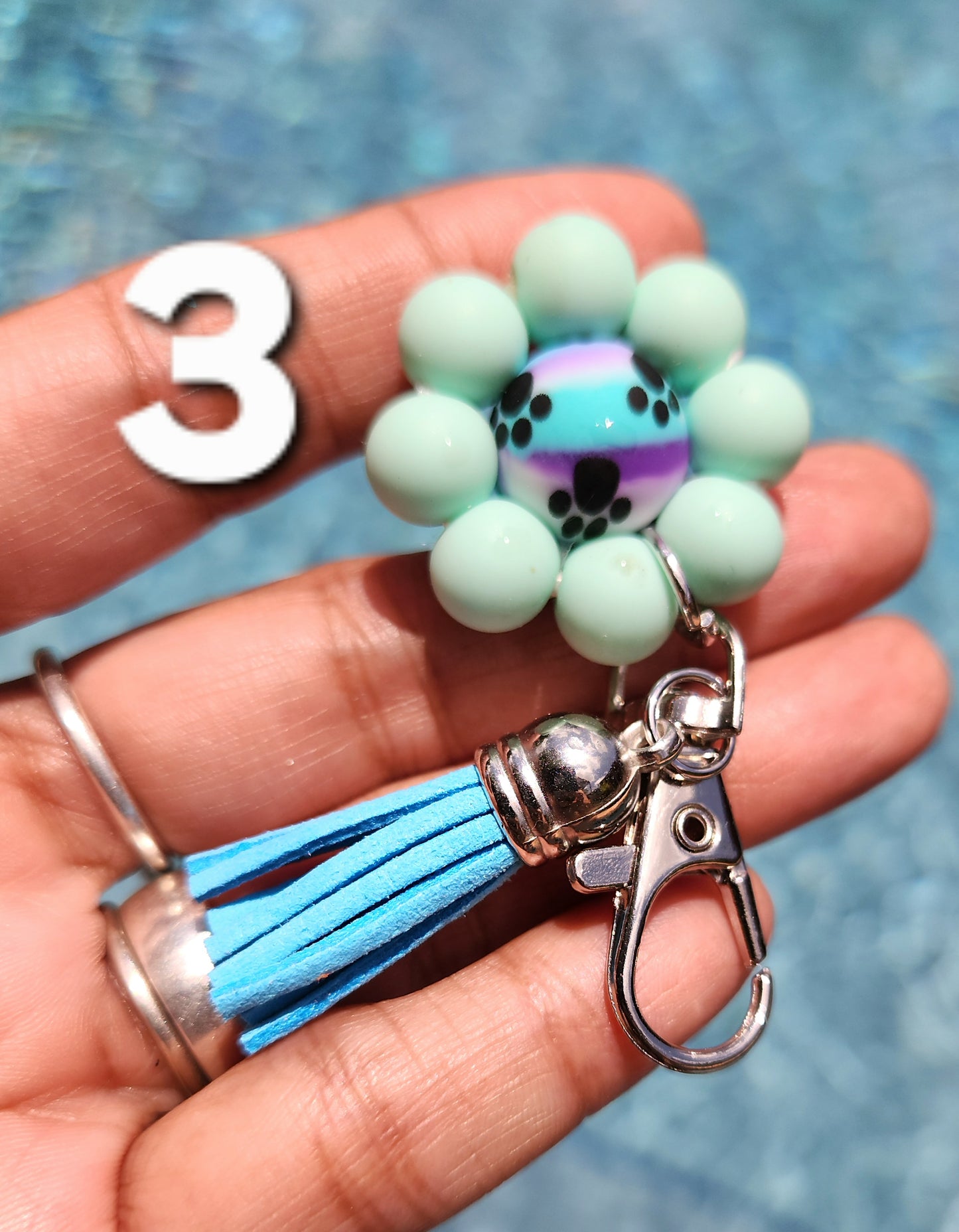 MINI HANDCRAFTED Beaded Flower Keychain,  Purse Charms, Backpack Charms