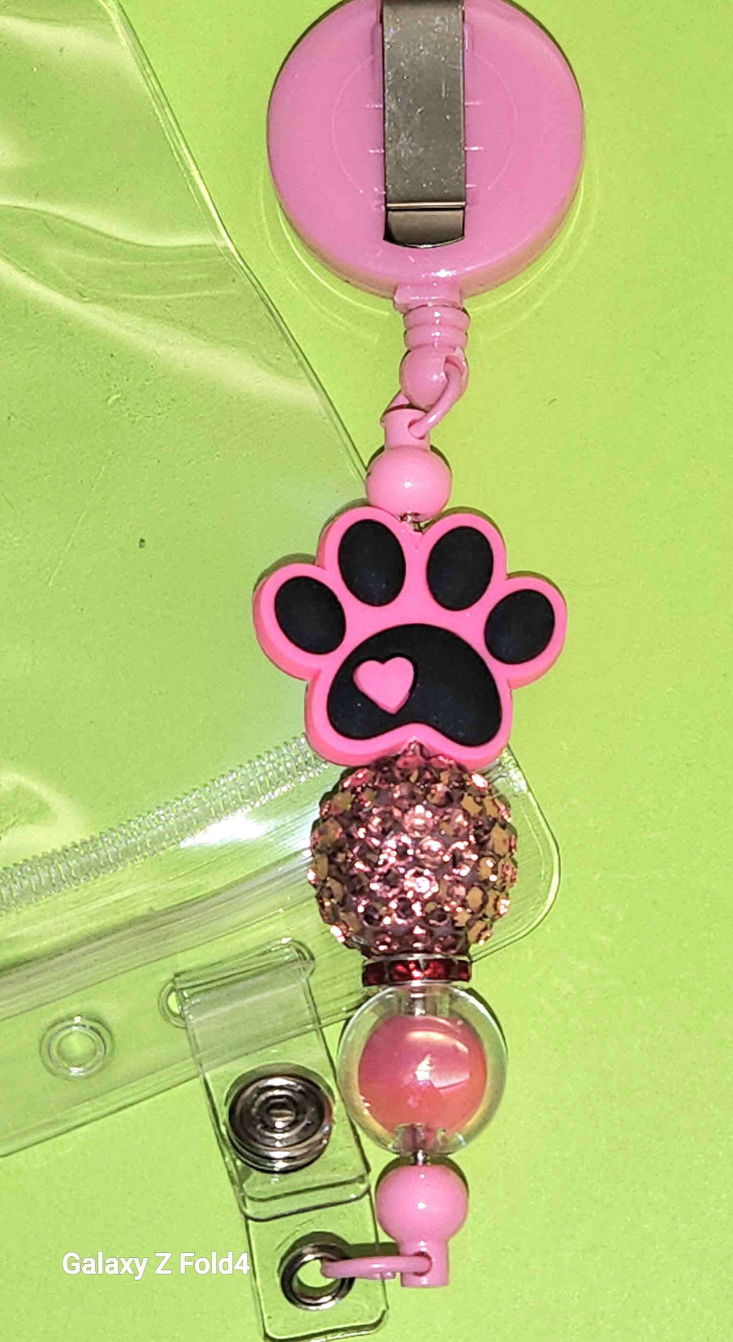 Paw-sitively Sparkly Badge Reel Clip