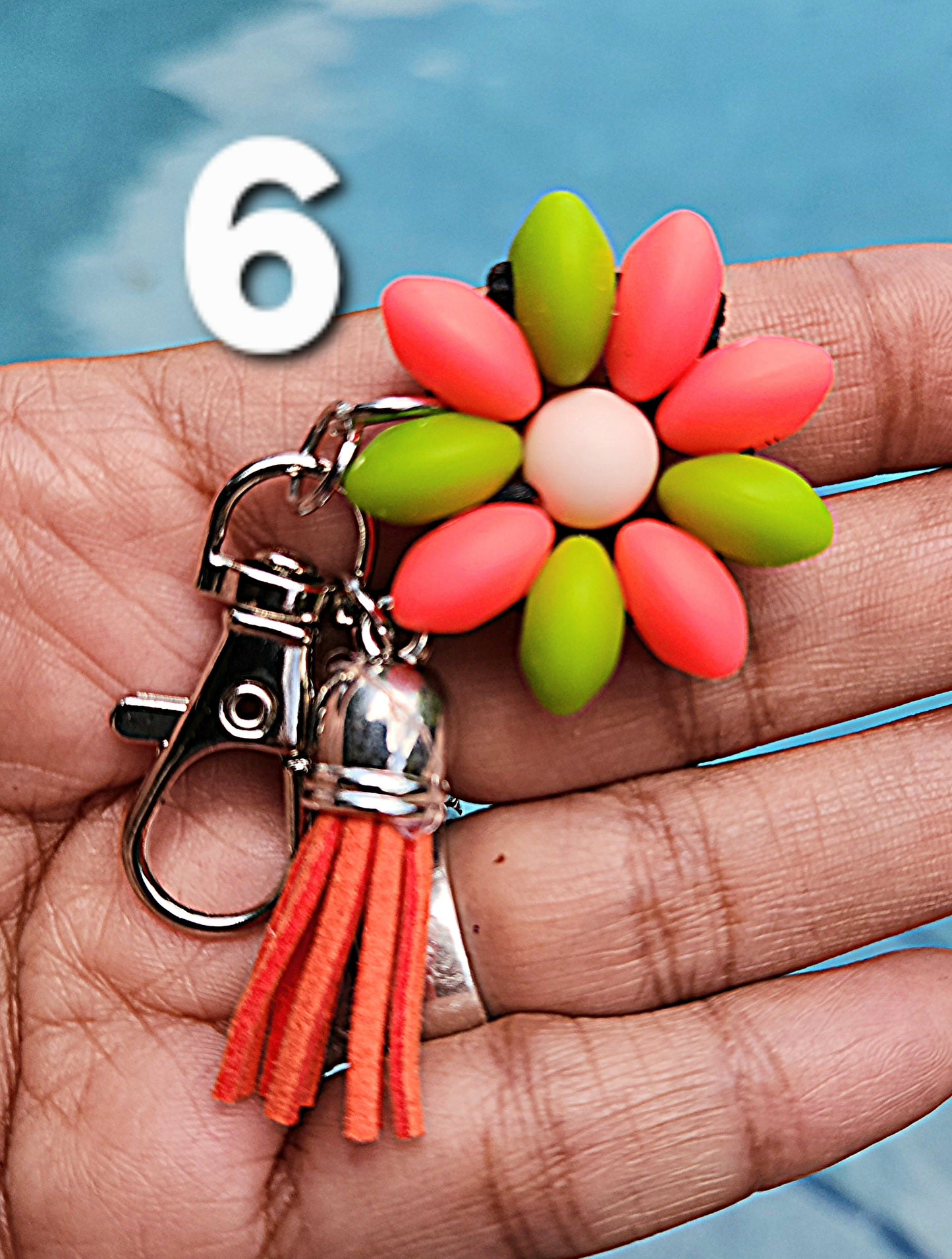 MINI HANDCRAFTED Beaded Flower Keychain,  Purse Charms, Backpack Charms