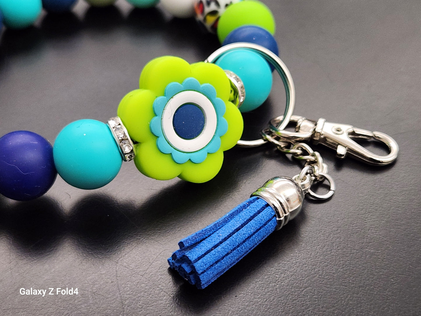 Beaded Flower Wristlet Keychain
