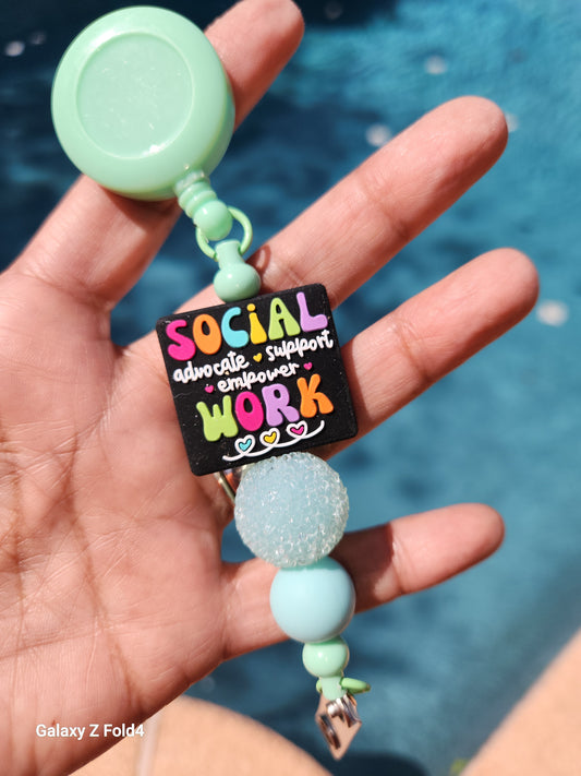 Social Worker Teal Badge Reel