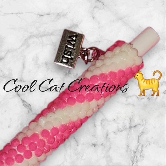 Vanilla Strawberry Swirl Rhinestone Pen