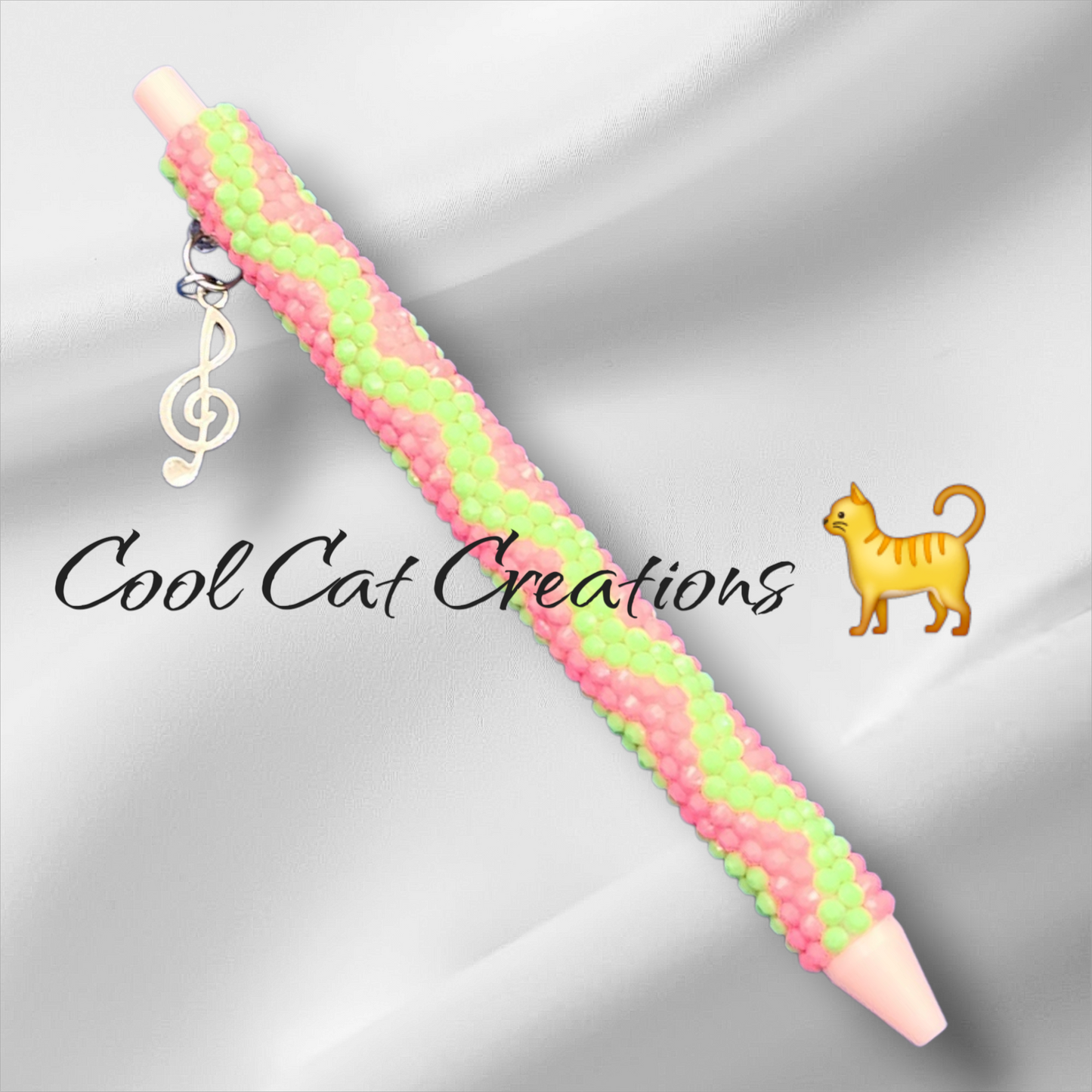 Pink and  Green Zig Zags Rhinestone Pen