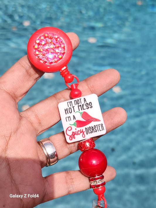 SPICY Disaster Badge Reel Clip with Rhinestones
