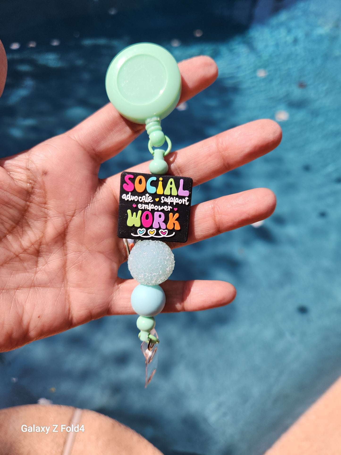 Social Worker Teal Badge Reel