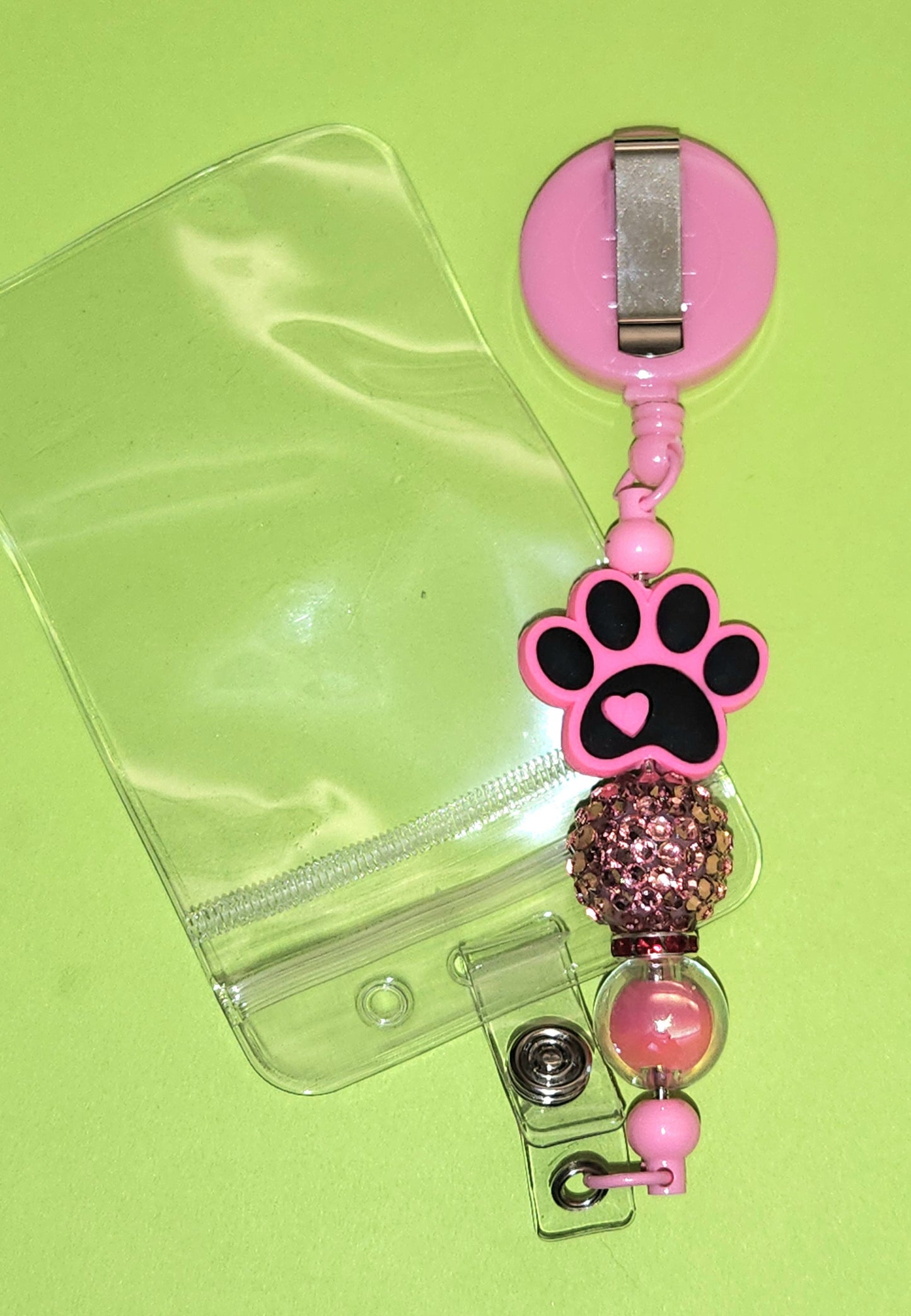 Paw-sitively Sparkly Badge Reel Clip