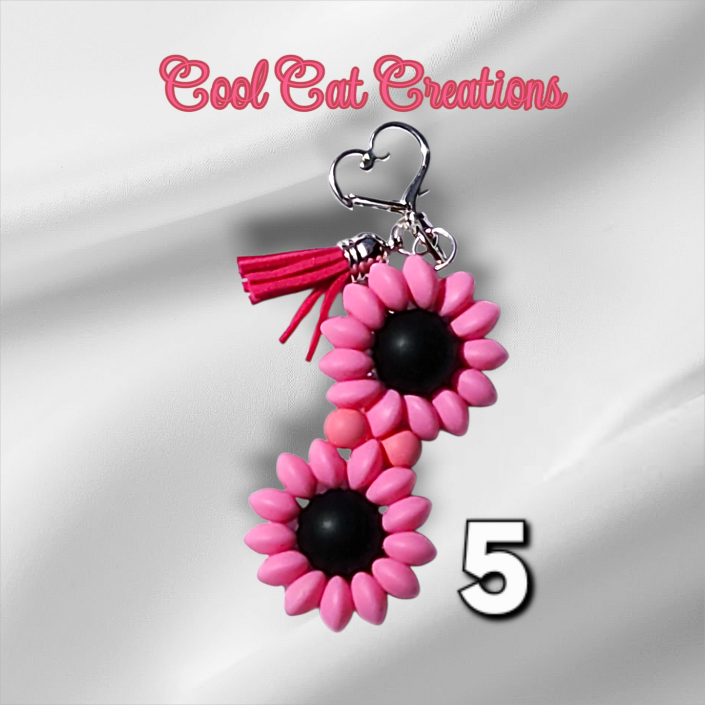 Double Flower Handcrafted Beaded Keychain/Backpack Charms/Purse Charms/ Luggage Beads