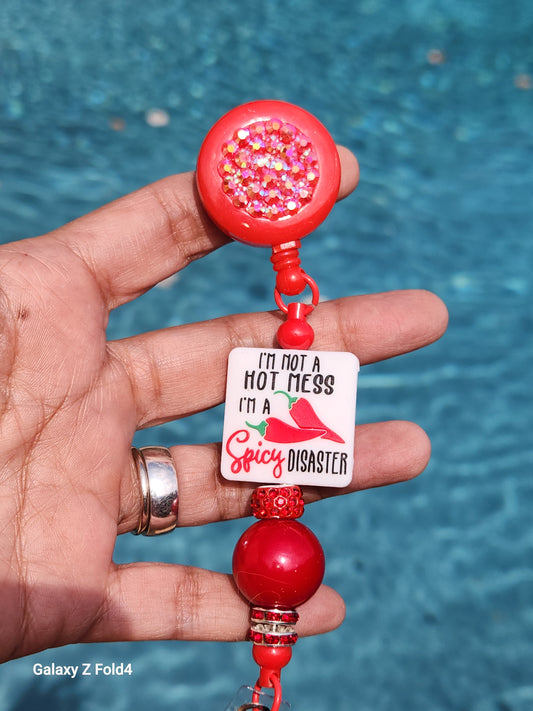 SPICY Disaster Badge Reel Clip with Rhinestones