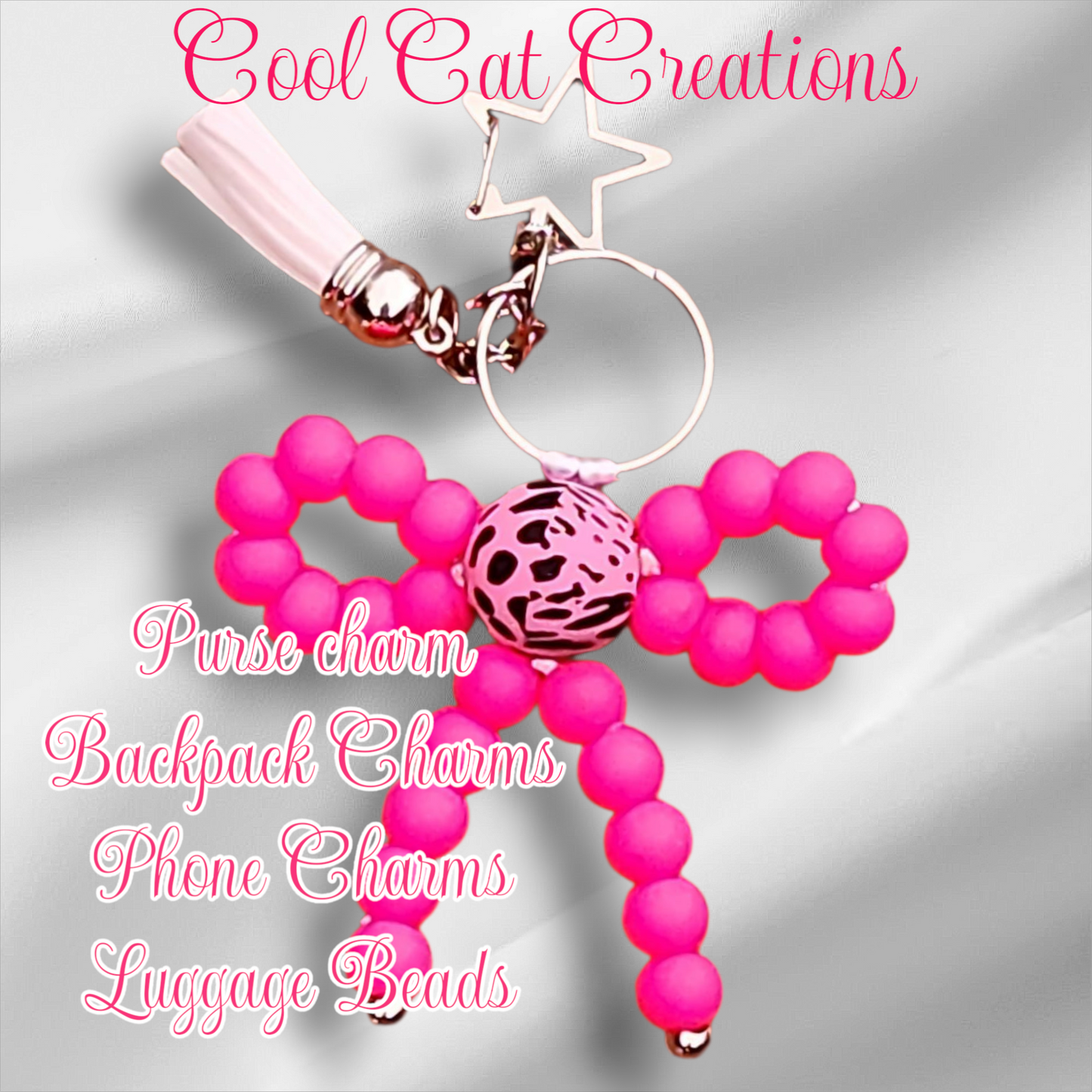 Bow Keychains, Backpack Charms,  Purse Charms,  Phone Charm,  LUGGAGE Beads