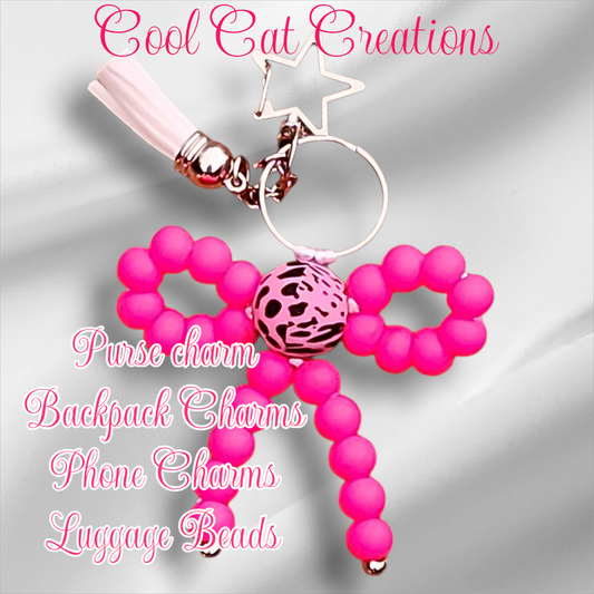 Bow Keychains, Backpack Charms,  Purse Charms,  Phone Charm,  LUGGAGE Beads