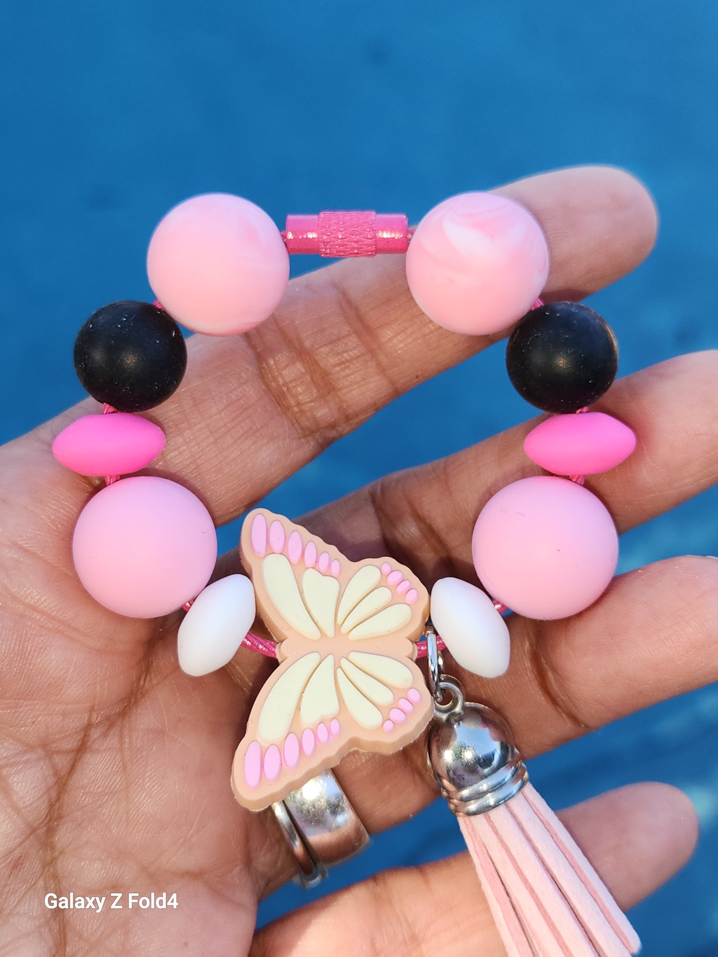 Pink Butterfly Tumbler Charm