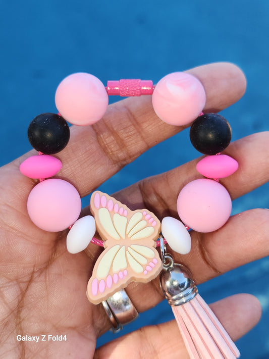 Pink Butterfly Tumbler Charm